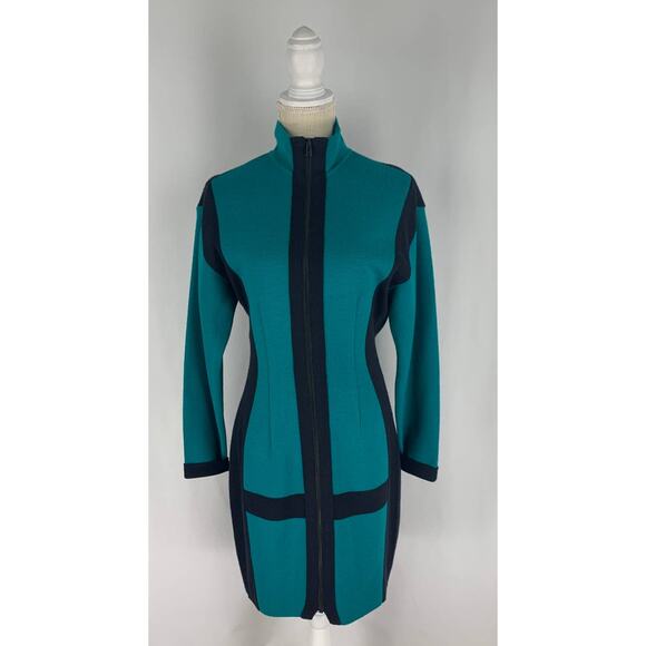 Kenar 2 Vintage Zip Up Long Sleeve Wool Blend Knit Dress Womens Size Small - Picture 3 of 11